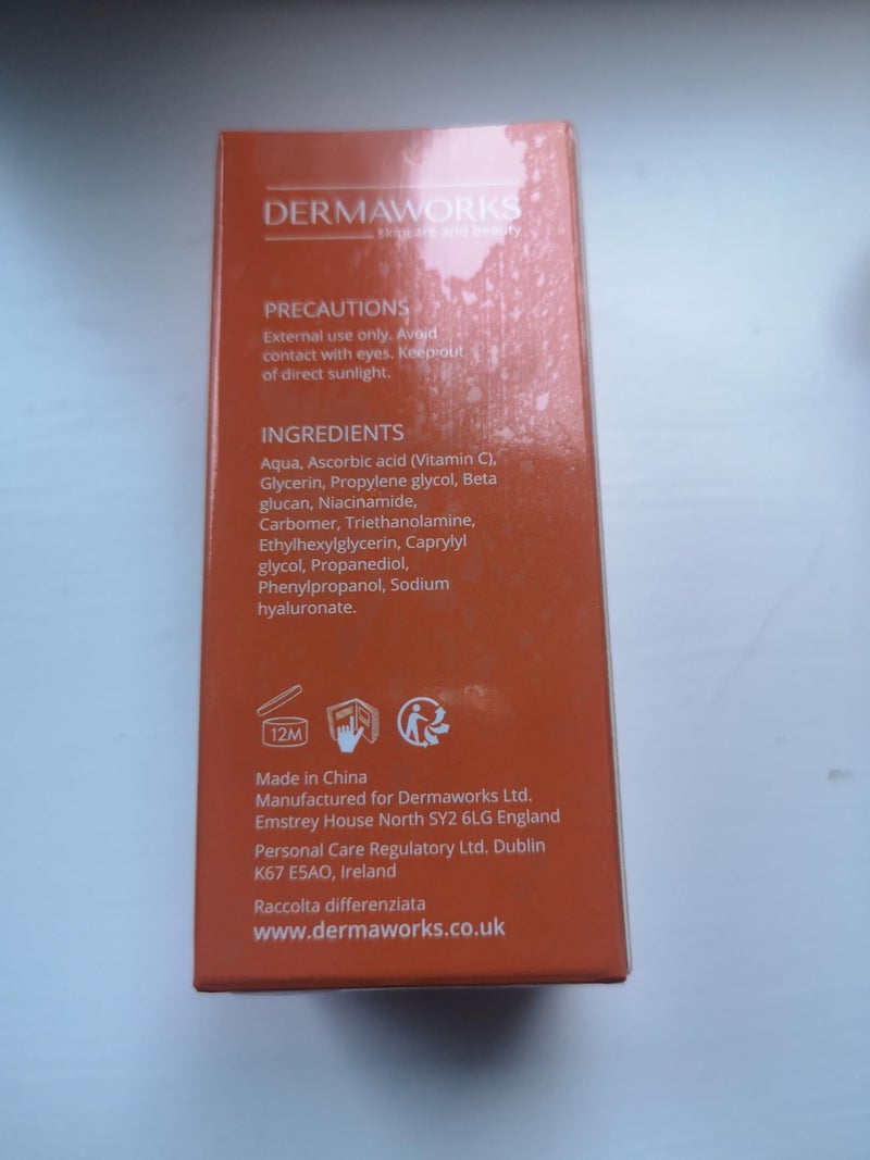 DERMAWORKS BRIGHTENING VITAMIN C SERUM with Niacinamide, Beta Glucan & Hyaluronic Acid - Anti Aging & Hydrating Vitamin Illuminating Serum & Dark Spot Corrector - Hidratante Facial for Men & Women by DERMAWORKS - Image 2